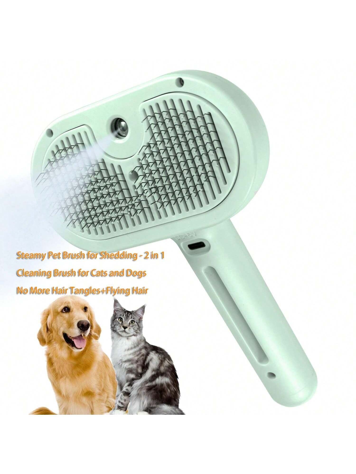 Pawpartner 1 Piece White Pawpartner Rechargeable Spray Cat Brush with Water Tank Pet Grooming Brush Massage Comb Remove Static Flying for Cat Dog Cleaning Skin Care