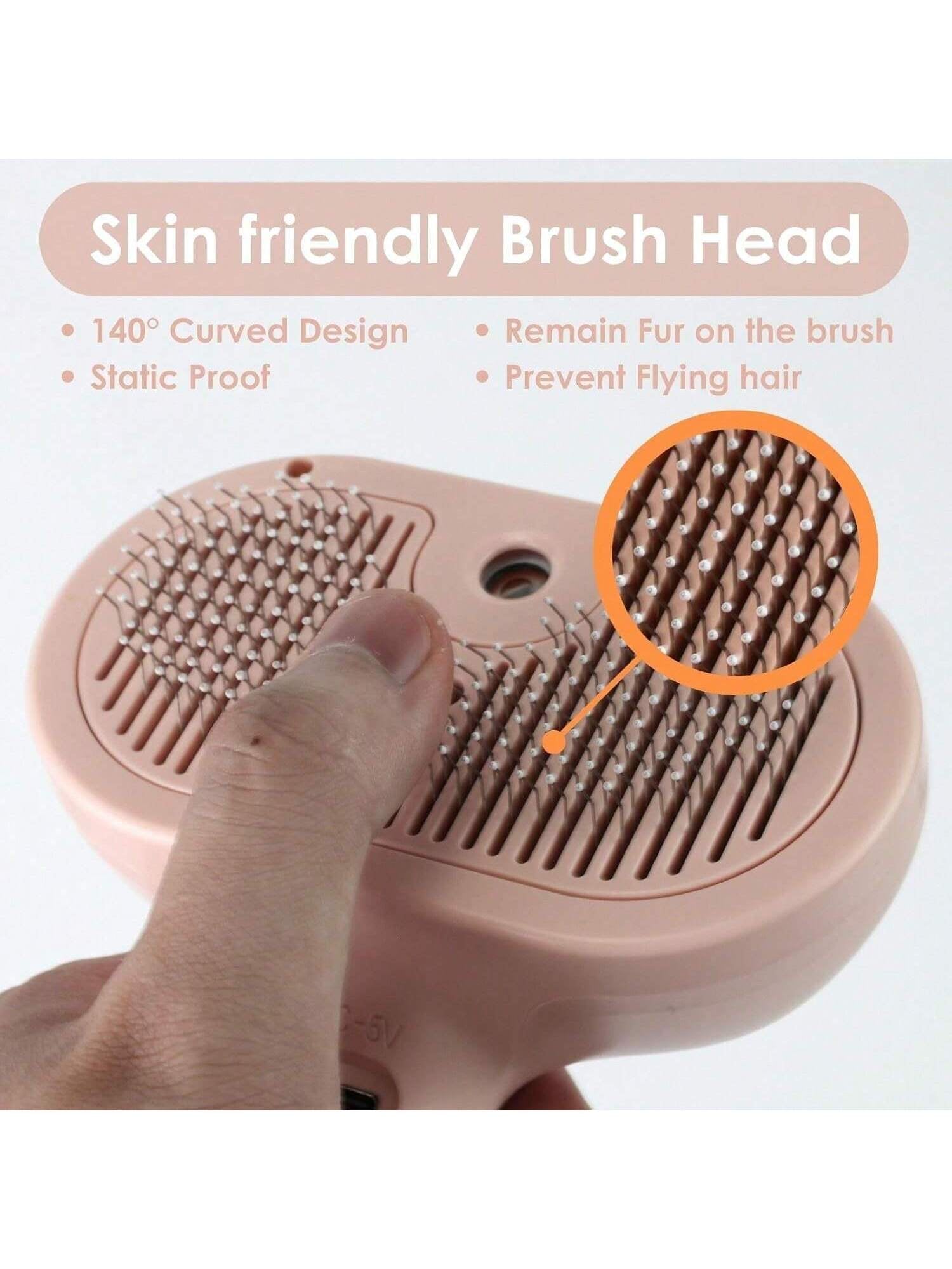 Pawpartner 1 Piece White Pawpartner Rechargeable Spray Cat Brush with Water Tank Pet Grooming Brush Massage Comb Remove Static Flying for Cat Dog Cleaning Skin Care