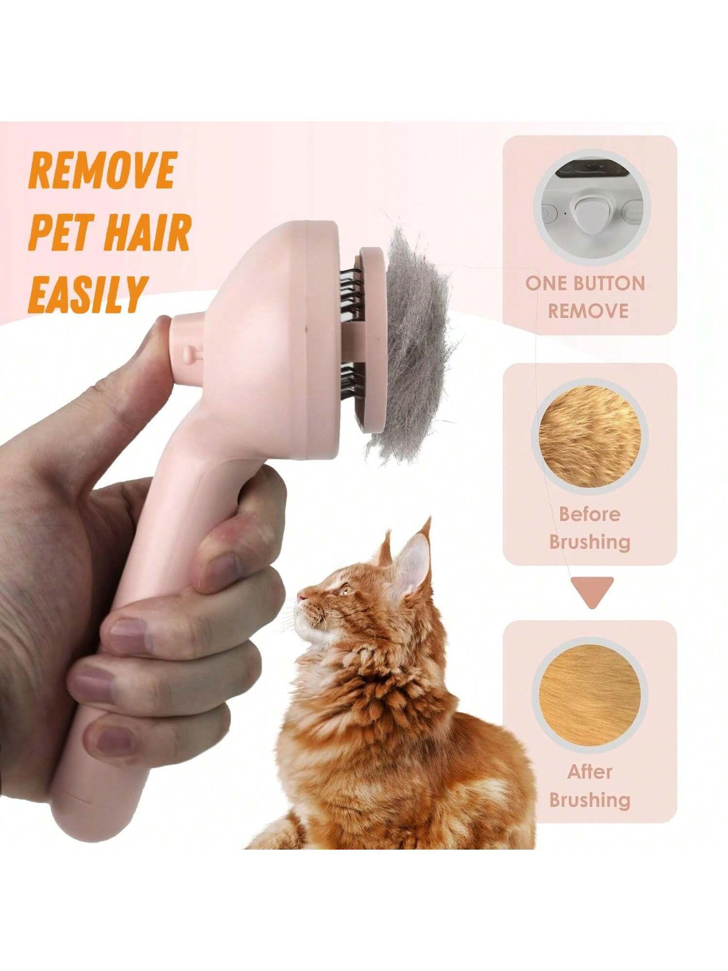 Pawpartner 1 Piece White Pawpartner Rechargeable Spray Cat Brush with Water Tank Pet Grooming Brush Massage Comb Remove Static Flying for Cat Dog Cleaning Skin Care