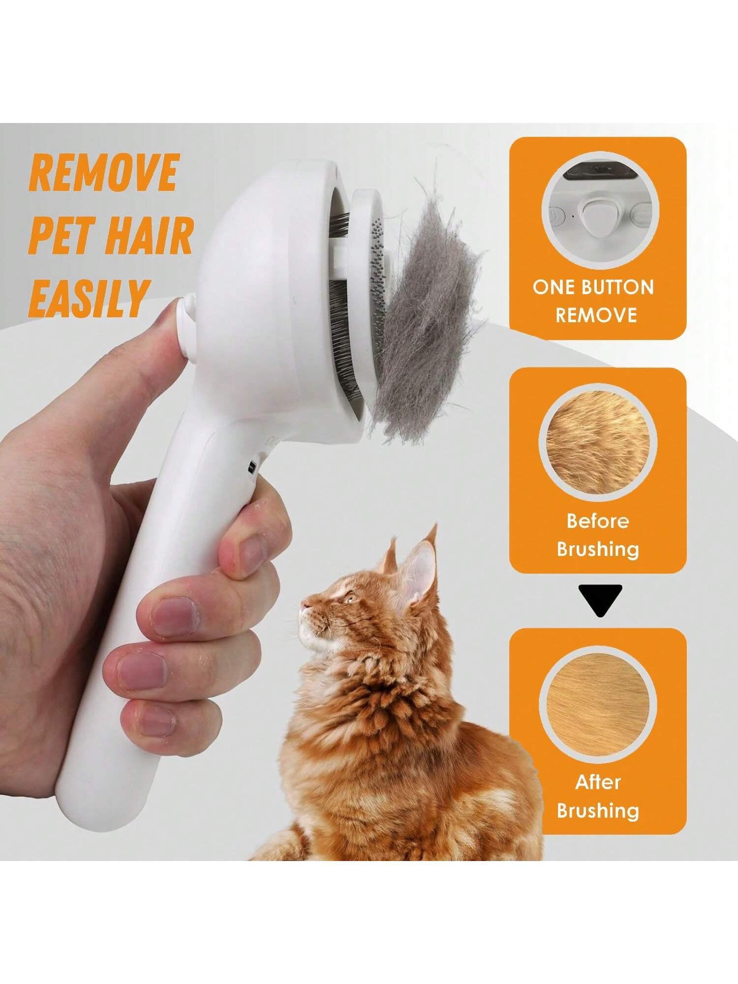 Pawpartner 1 Piece White Pawpartner Rechargeable Spray Cat Brush with Water Tank Pet Grooming Brush Massage Comb Remove Static Flying for Cat Dog Cleaning Skin Care