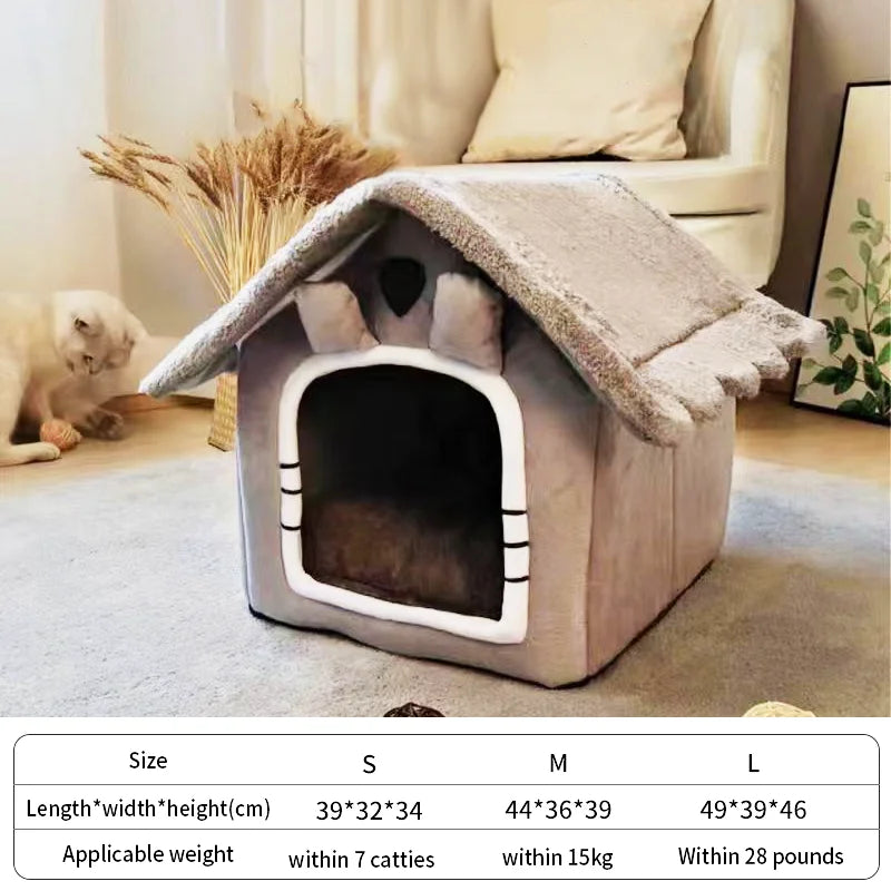 Cat /Dog Bed Foldable Pet Sleepping Bed Removable and Washable Cat House Kennel for Dog House Indoor Cat Nest