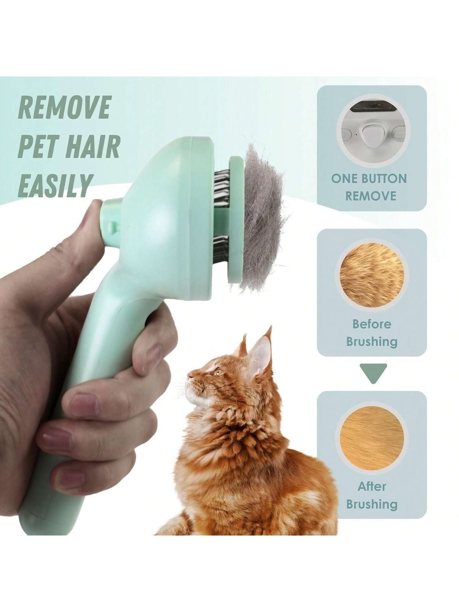 Pawpartner 1 Piece White Pawpartner Rechargeable Spray Cat Brush with Water Tank Pet Grooming Brush Massage Comb Remove Static Flying for Cat Dog Cleaning Skin Care